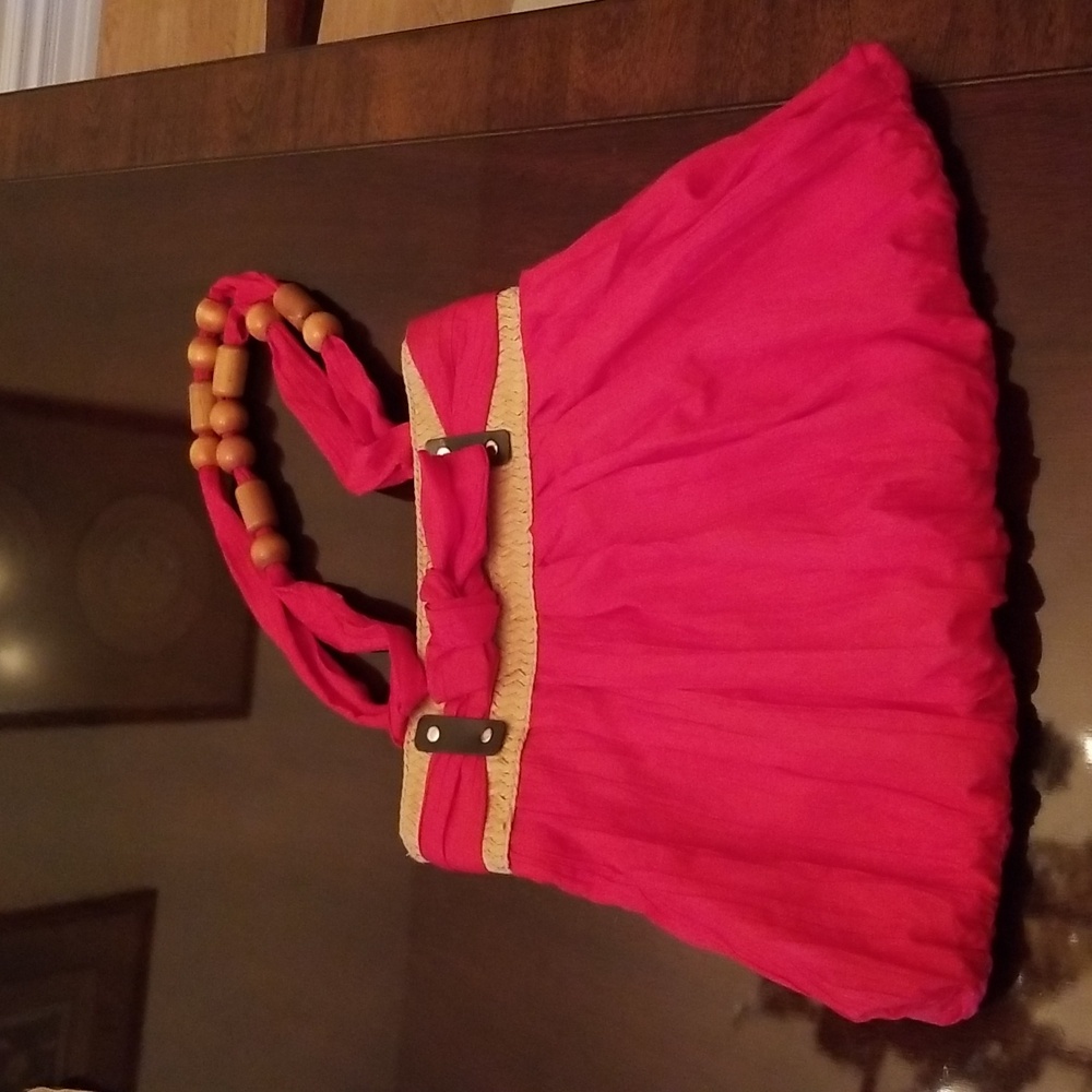 Red fabric shoulder bag